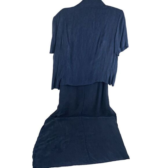 New Vintage Liz Claiborne Sleeveless Maxi Dress Short Sleeve  Blue Size 16 - Picture 2 of 5